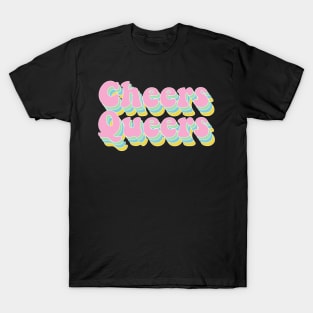 Cheers Queers Pastel Layered Lettering Font T-Shirt